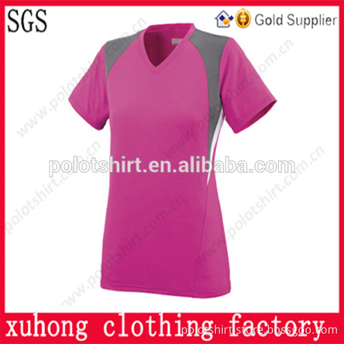 Ladys combine v-neck blank sports t-shirt